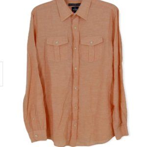 Old Navy Linen Blend Orange Regular Classic Fit Button Down Shirt (size S)
